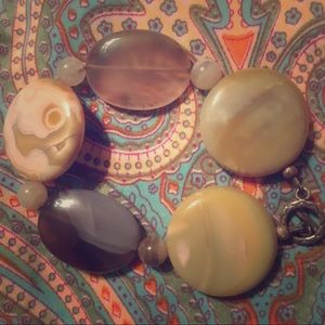Agate and moonstone sterling bracelet